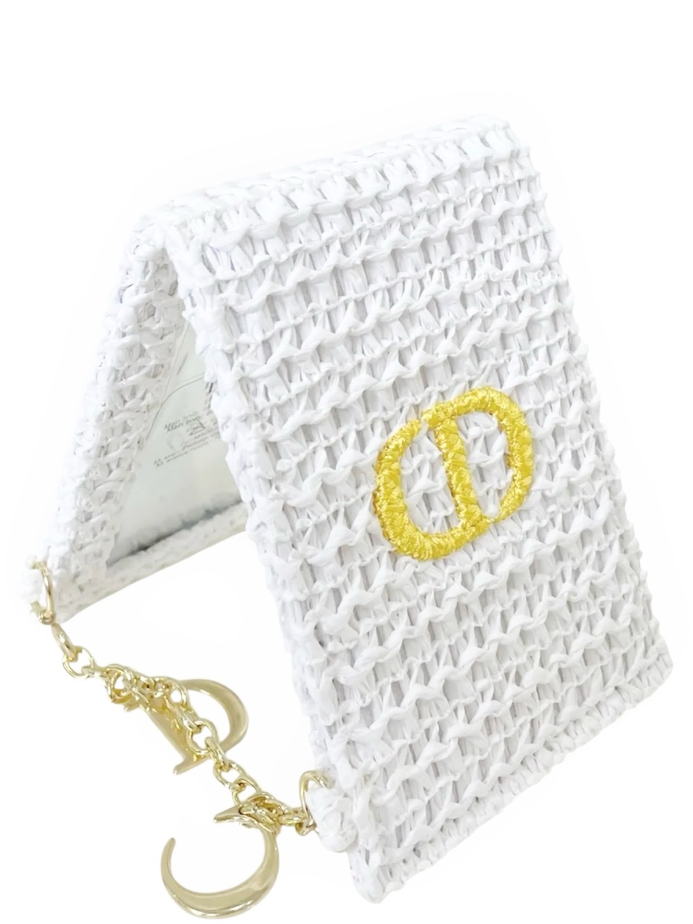 DIOR White Woven Raffia Compact Mirror from Japan Limited Collection Rare NIB - Picture 2 of 4